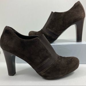 Franco Sarto dark chocolate brown slip on boots